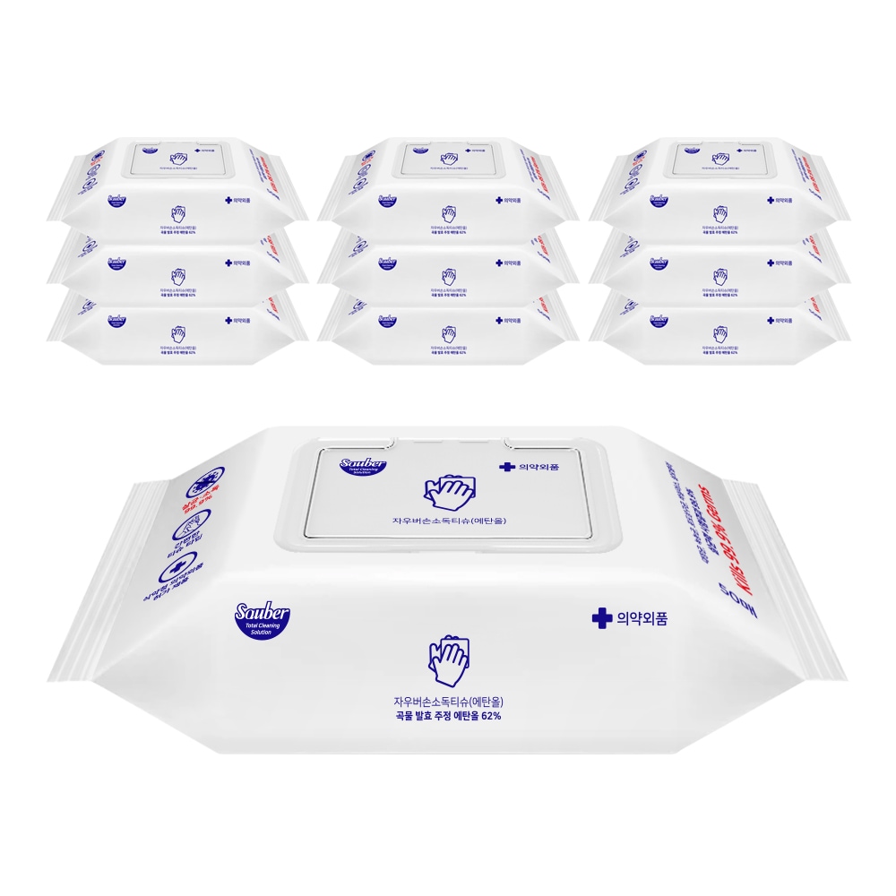 자우버 살균99.9 손소독티슈 50매입X10개