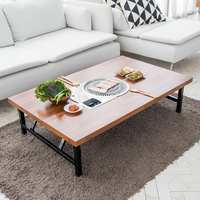 [신상품] 인터데코 접이식(스틸다리) 고기불판 테이블 밥상 (1200x750) HW022