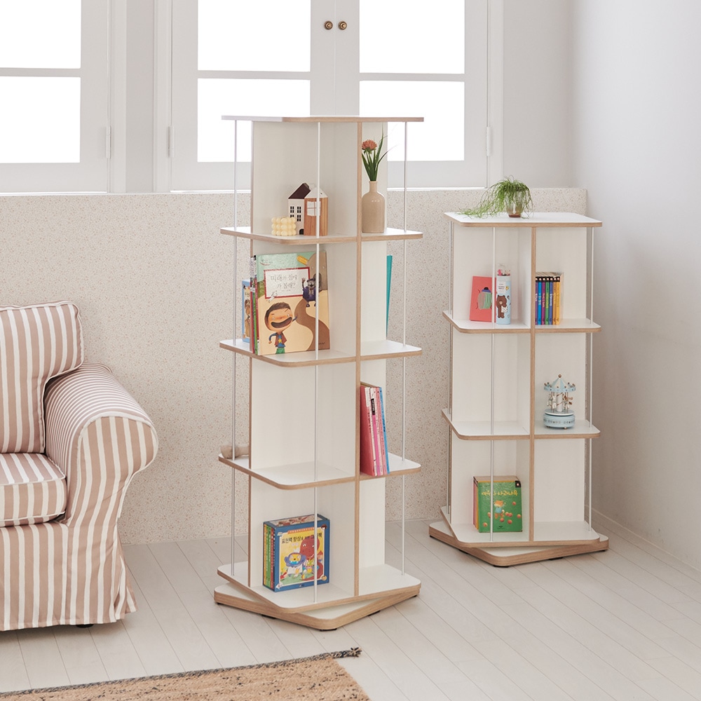 비앙스 VONI 자작엣지 인테리어 회전책장 4단 