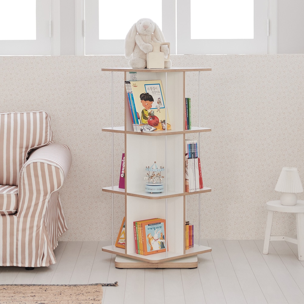 비앙스 VONI 자작엣지 인테리어 회전책장 3단 