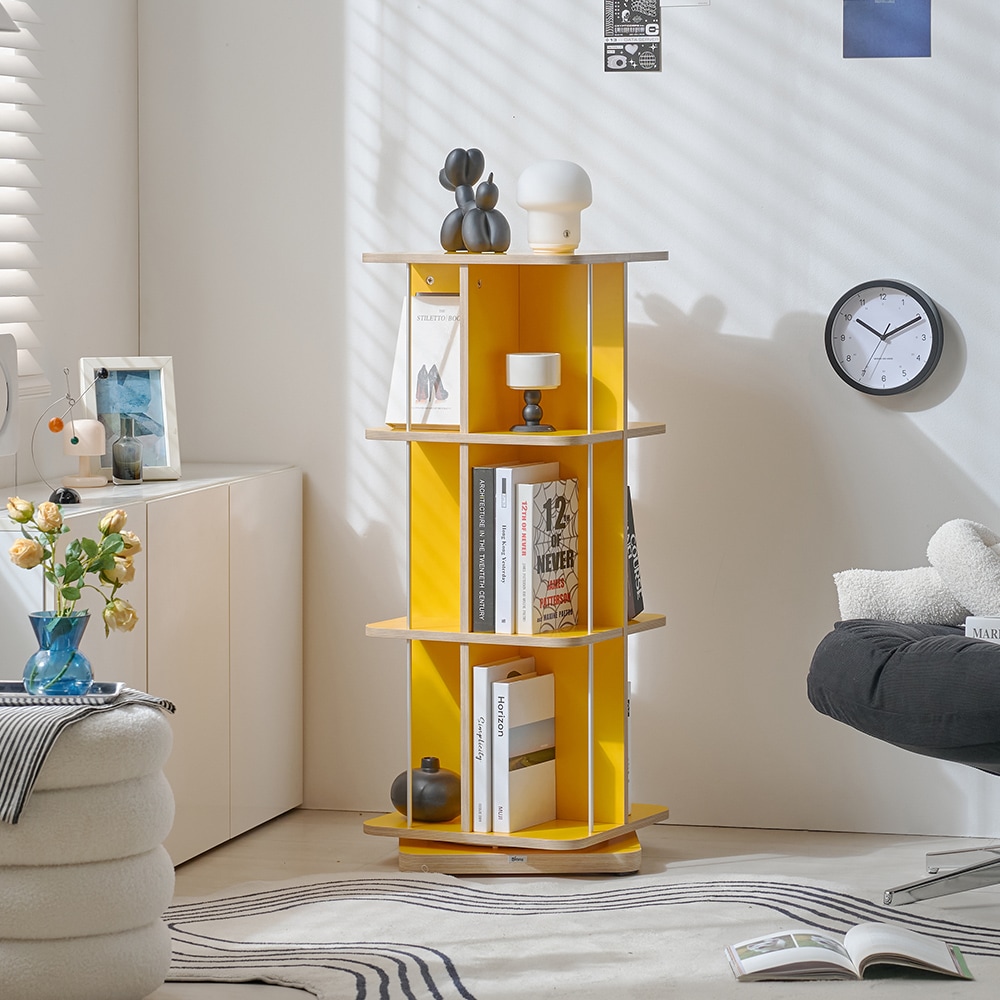 비앙스 VONI 자작엣지 슬림 인테리어 회전책장 3단 