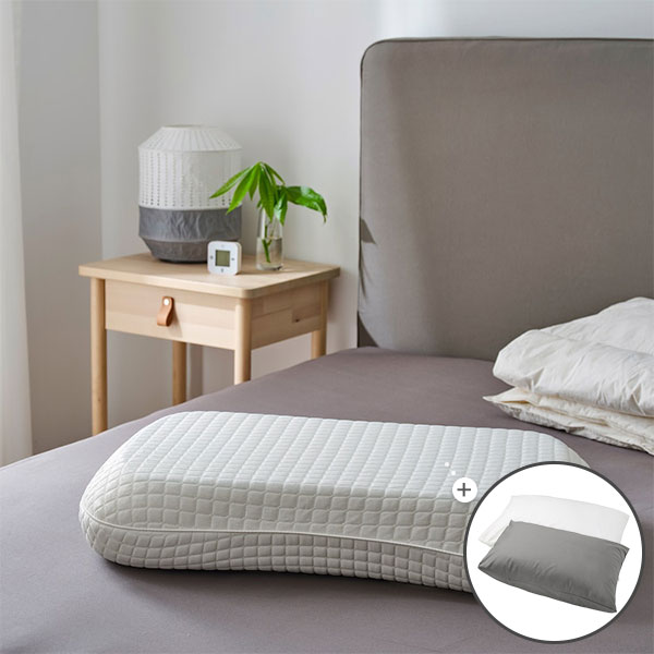 이케아 KLUBBSPORRE 41X70 인체공학적 베개 + ULLVIDE 베개커버 