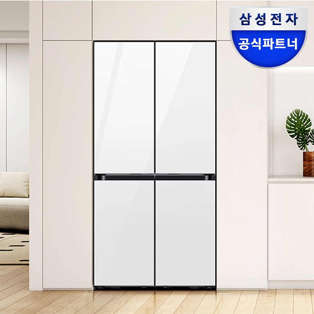 삼성전자 비스포크 4도어 냉장고 RM70F63R2W 640L 키친핏 MAX AI절약모드 클린화이트