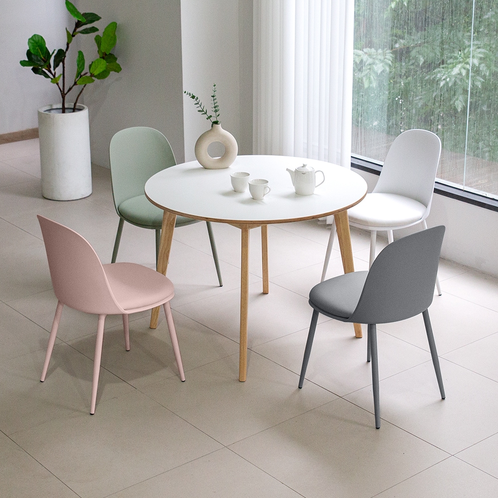 [오늘출발] [신상품] 위드퍼니처 밀키우드 1000 원형 마카롱 4인 주방 식탁 세트 카페 인테리어