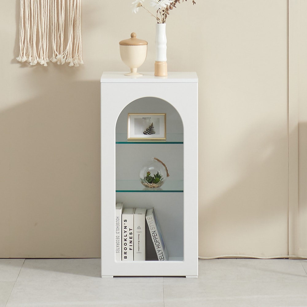 [신상품] 모던탑21 이글루B 400-3단 아치형 벽난로 장식장 거실 책장 피규어 유리선반 진열장