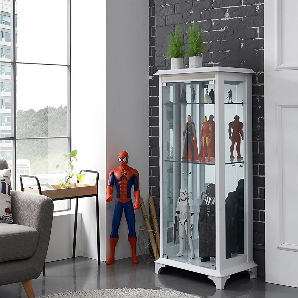 모던탑21 가죽문양 캐슬 500-4단 유리 장식장 진열장 피규어 거실장식장 