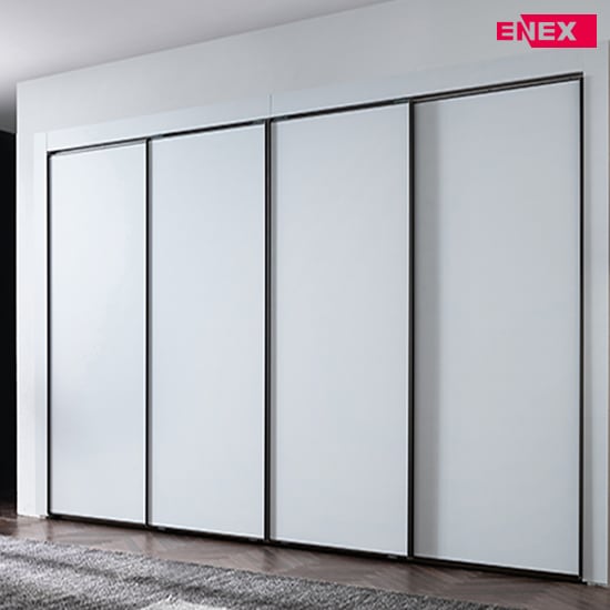 에넥스 E0 매트 화이트 슬라이딩 드레스룸 안방 맞춤 시공 붙박이장 11자 330cm (고급형) 