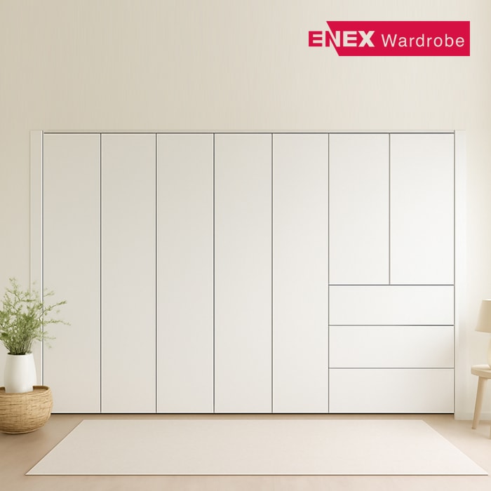 에넥스 유니온 푸시풀 3단 서랍 무몰딩 붙박이장 실속형 10자 300cm 