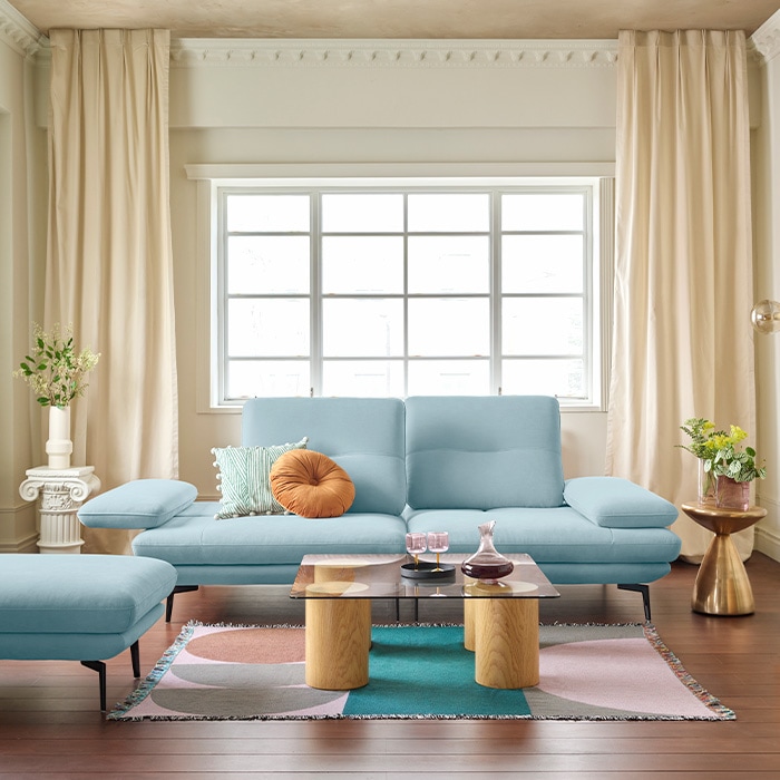 에싸 로마노 3인 스윙기능 리브 패브릭 소파 