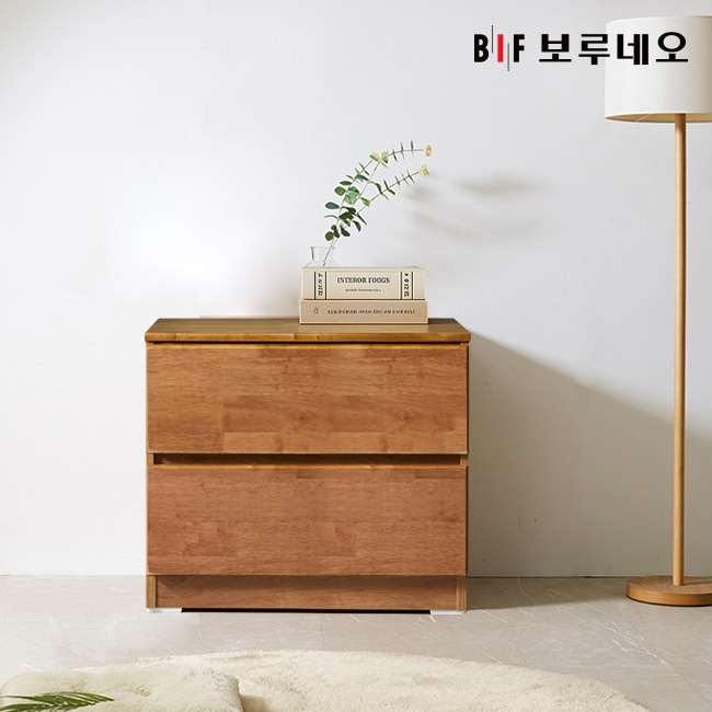 보루네오하우스 앳홈 테드 브라우니 원목 600 2단 서랍장 (깊이400) 