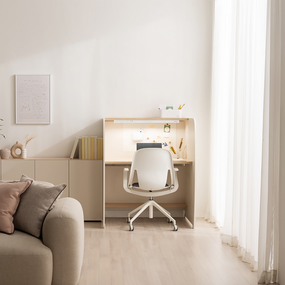 리바트하움 뉴 독서실 책상 1000+삼성조명+자석메모판 