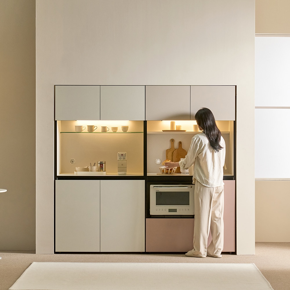 [신상품] 포더홈 [오늘의집 단독] 피티 비스포크 오브제 E0 홈카페 냉장고장 주방 수납장 1000