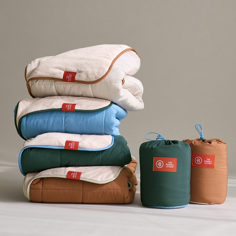 보웰 먼지없는 패딩담요 콤비 극세사 담요 캠핑담요 (무릎 중) - 중_시에나 브라운