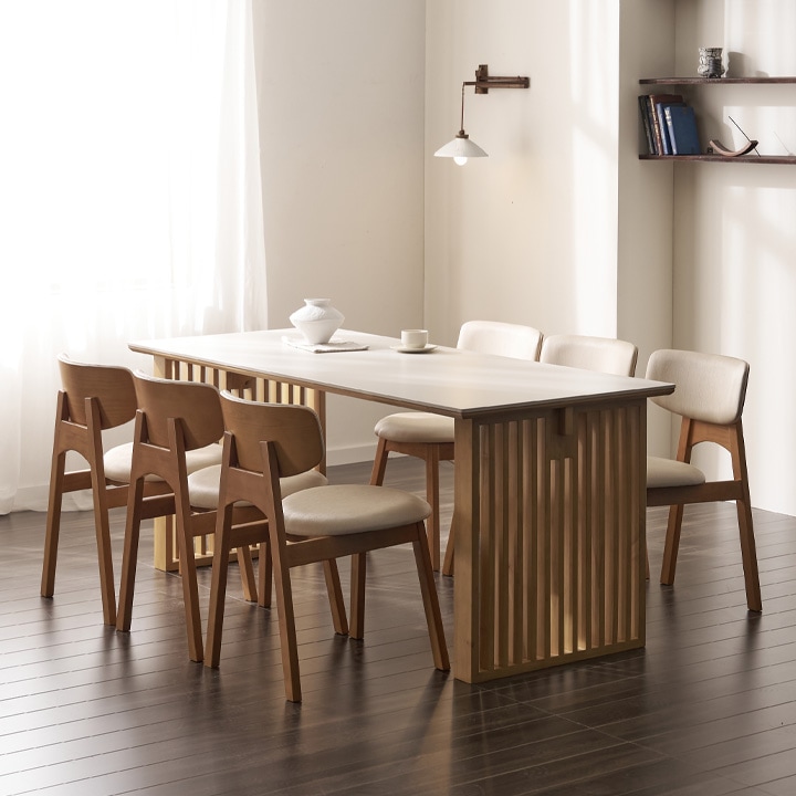 헤이몰리 세아 SC76 포세린 통세라믹 6인 식탁 세트(의자) 