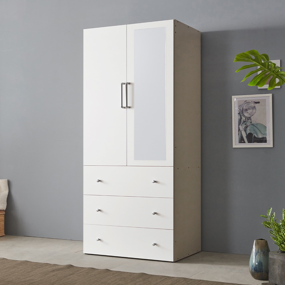 [신상품] 바로방가구 애쉬 800 싱글장롱 원룸 수납 거울 서랍 옷장 2type 4colors