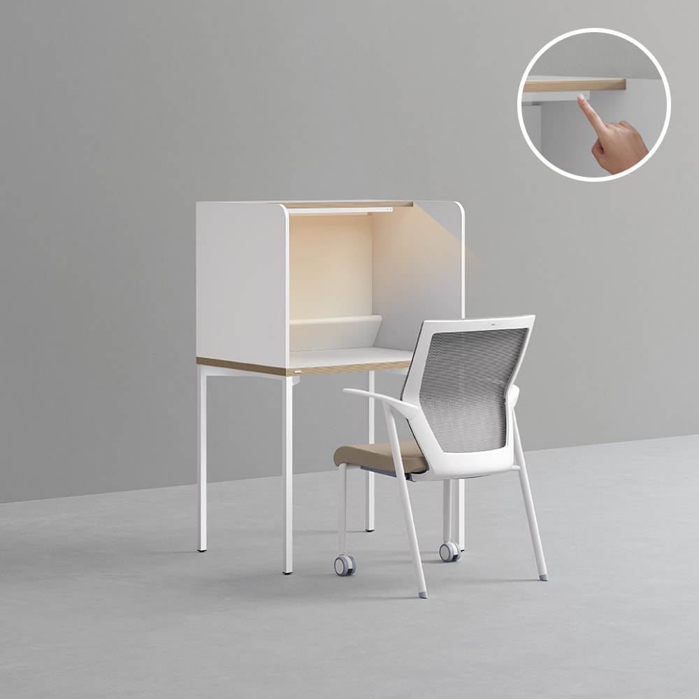 [신상품] 데스커 800x600 독서실 책상 (조명형) + 아이블 의자 DSDAB0801GJ