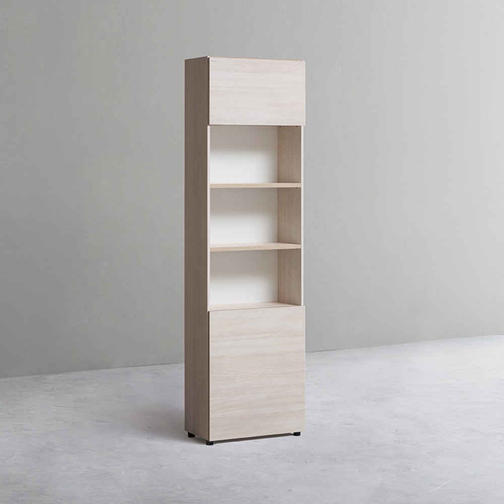 [신상품] 데스커 600폭 6단 목제 책장 (상하부도어형) DSCC066SS