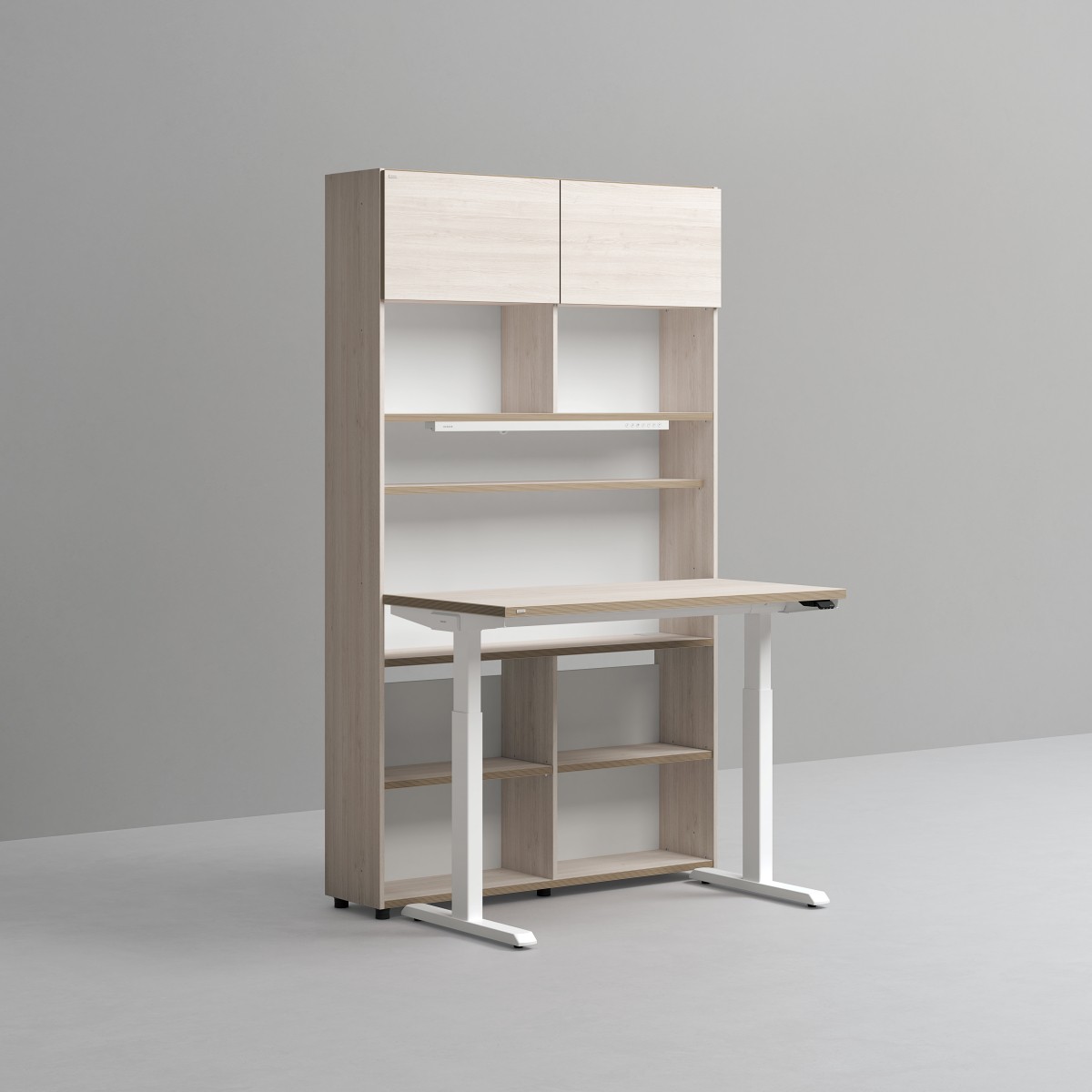 [신상품] 데스커 1200폭 6단 모션 책상세트 (조명+도어형) DSDCM1202J