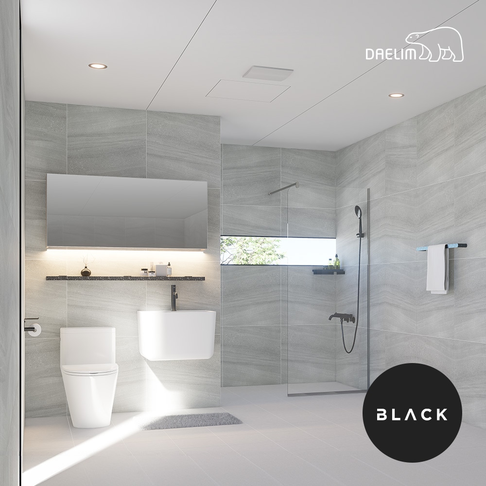 [신상품] 대림바스 대림 하이엔드 블랙 포세린 로톤도 LED 와이드플랩장 거실욕실 리모델링