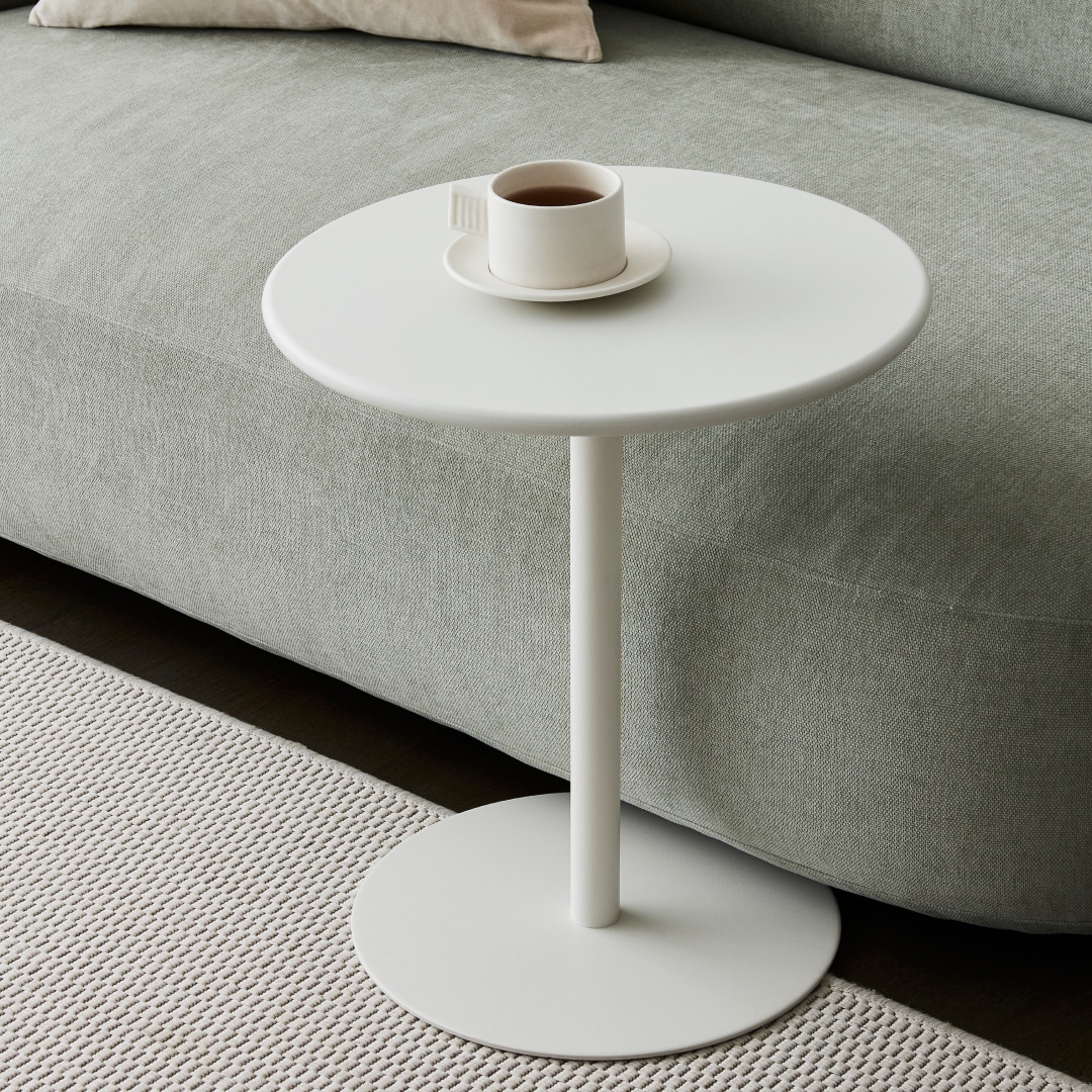 한샘 재크 400 라운드 사이드 테이블 쇼파 침대 이동식 간이 테이블 (화이트) 