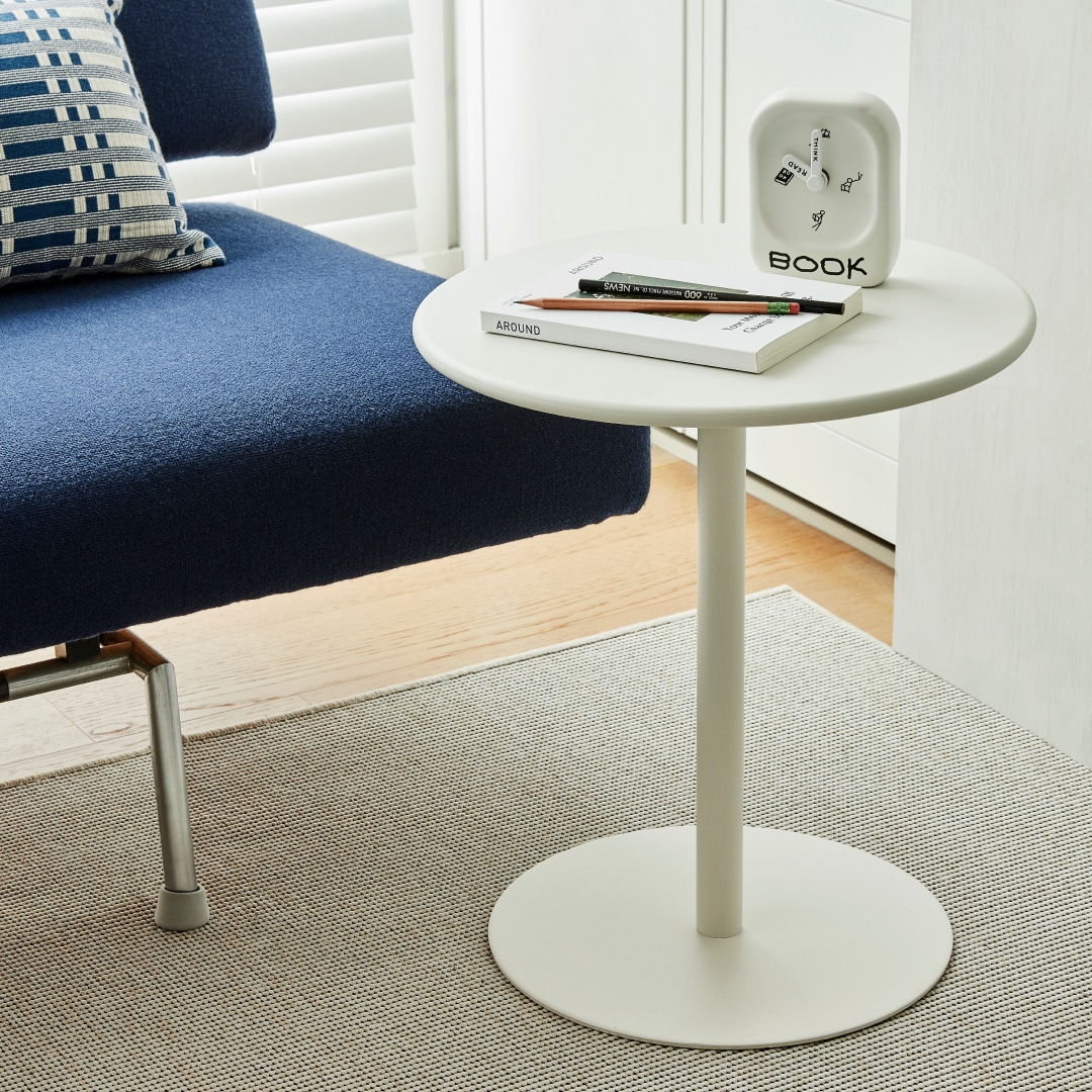 한샘 재크 400 라운드 사이드 테이블 쇼파 침대 이동식 간이 테이블 (베이지) 