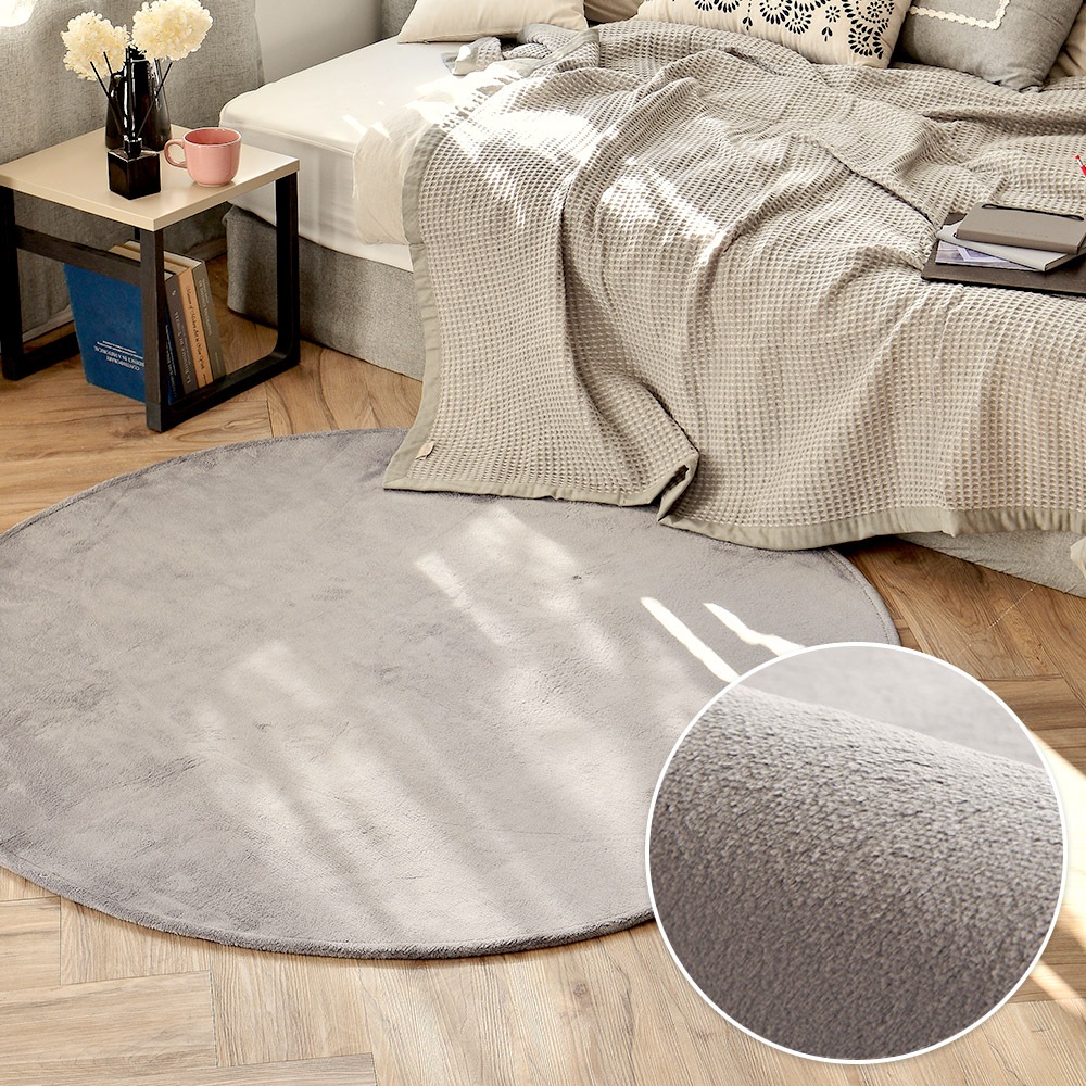 한빛카페트 에센셜 극세사 원형러그 4colors 2size - 100cm_그레이 