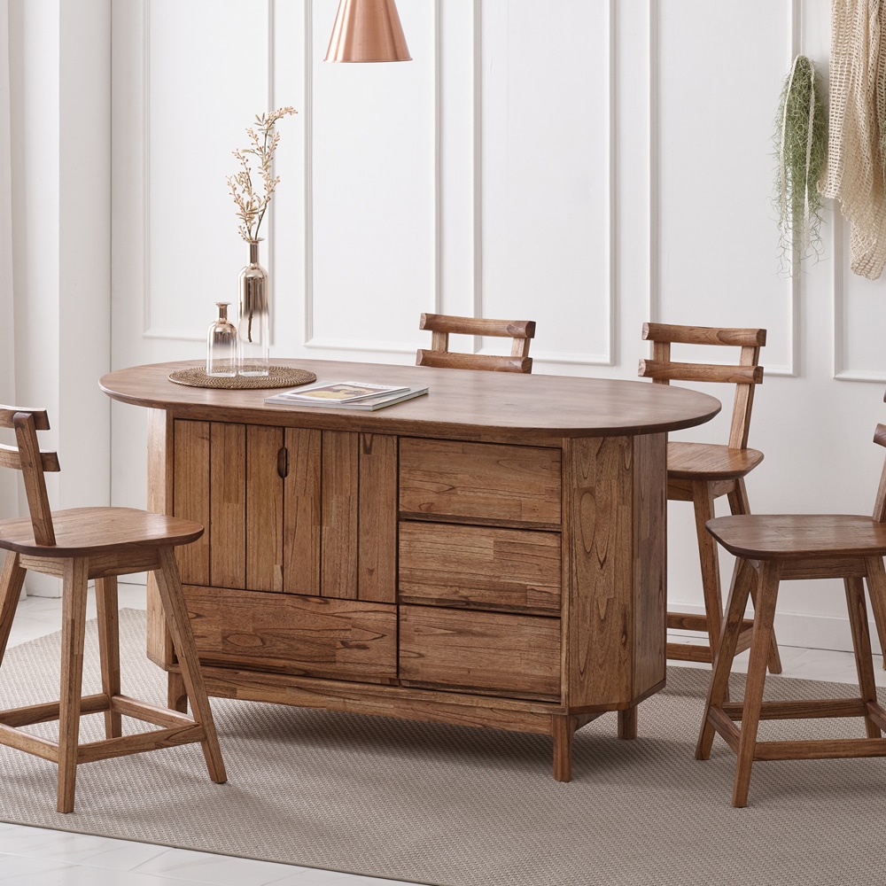 왕비가구 라칸 아일랜드 식탁 - 수납형_1500