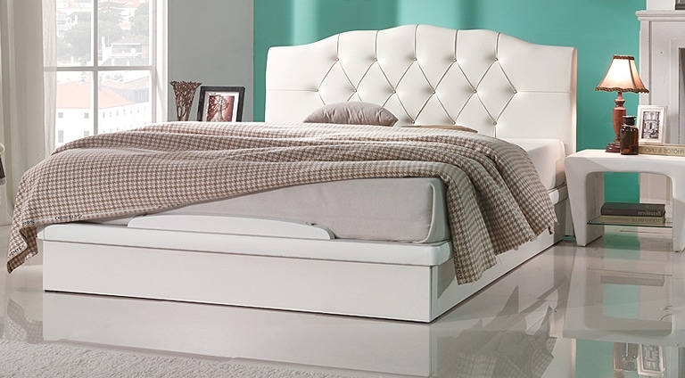 [신상품]젠티스 아망떼 PU 가죽 평상형 침대 프레임 SS/Q (매트리스 선택) - SS_화이트