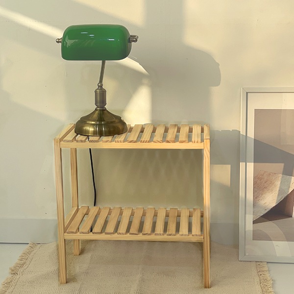 이크홈 순수 원목 수납 2단 다용도 선반장 / 협탁 테이블 - 순수 원목 다용도 수납선반 2단 500 