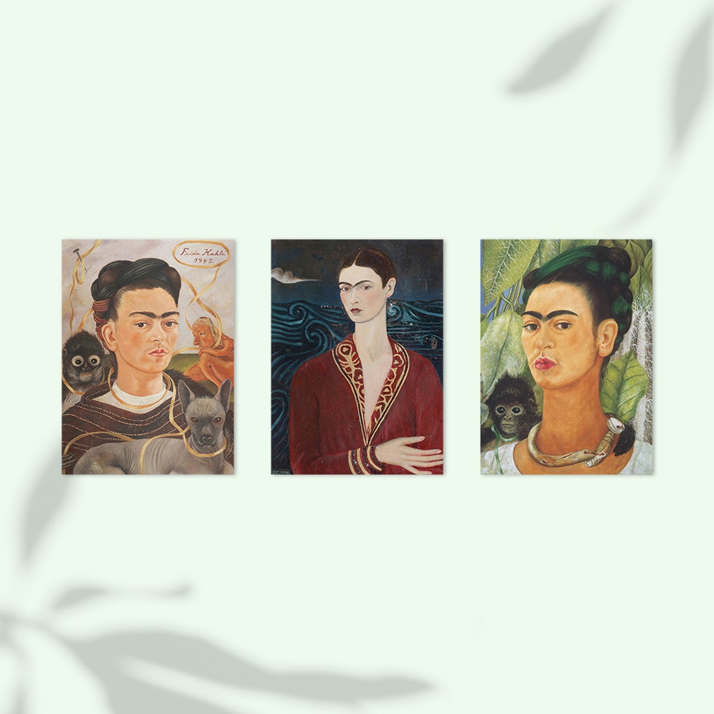 위모던 프리다 칼로_자화상 시리즈 인테리어 분할 명화 그림 시리즈 캔버스 액자 - 6호(31.8x40.9)x3