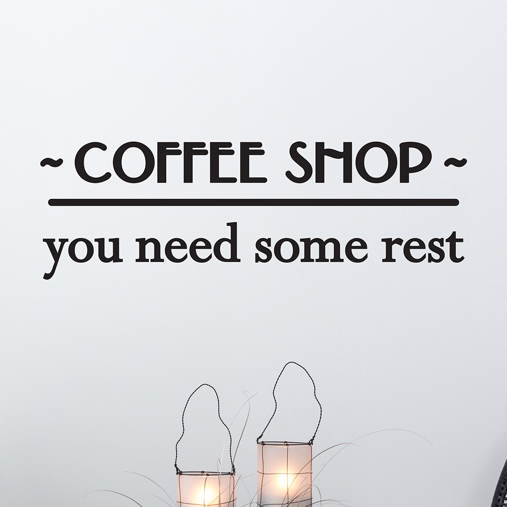 [신상품] 코이핀즈 coffee shop 당신은 휴식이 필요해요 카페 레터링 스티커 - large_검정색