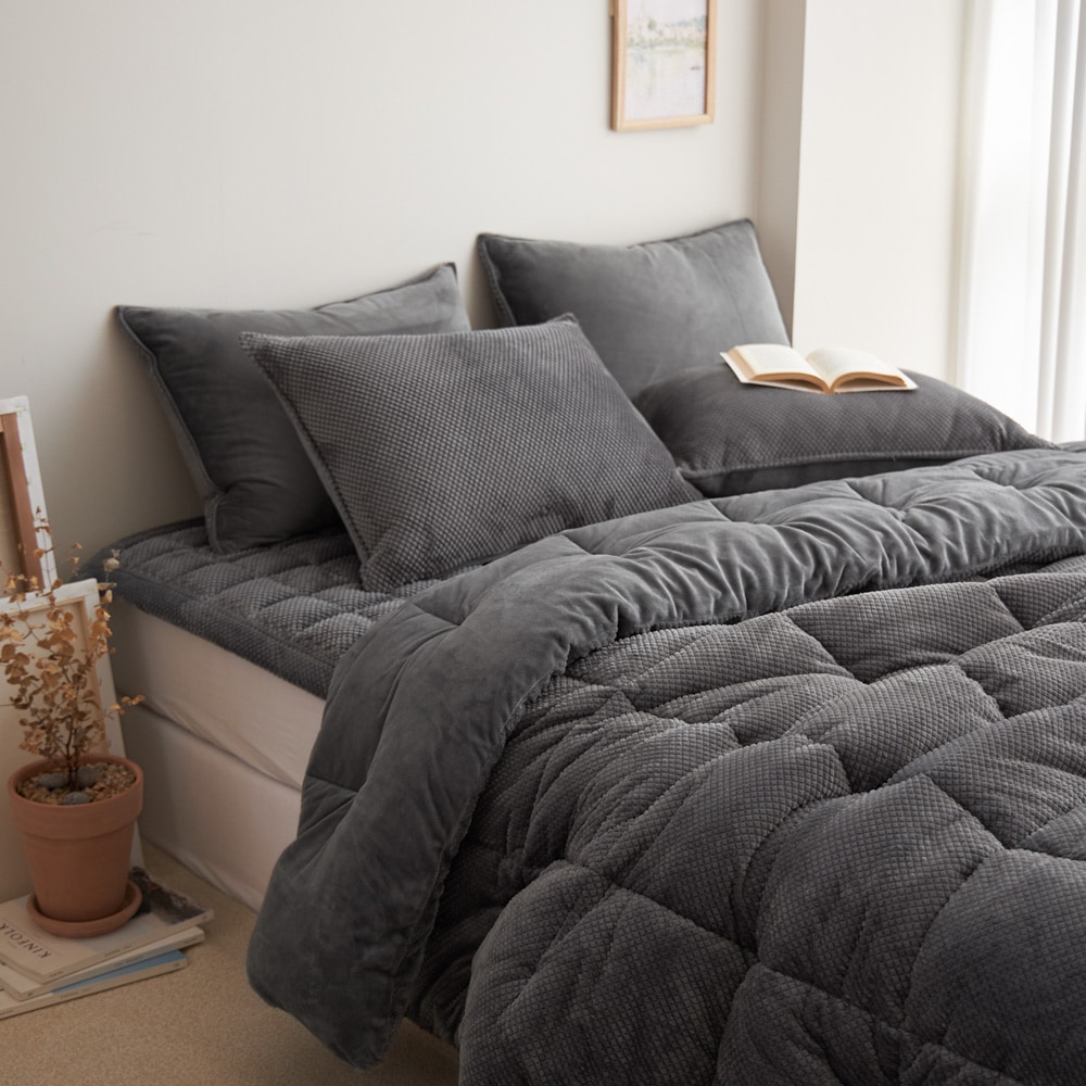 코코베딩 프리미엄 모노 극세사 두꺼운 겨울 이불세트 3size 5colors - 모노_그레이_슈퍼싱글(세트) 