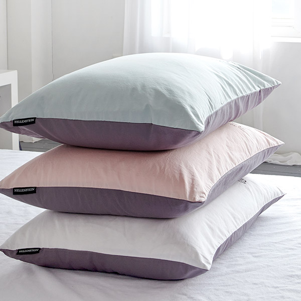 [오늘출발][신상품]헬렌스타인 브리즈 워싱 배개커버 40x60/50x70 2개 면 100% - 화이트&소프트 그레이_50x70 2개