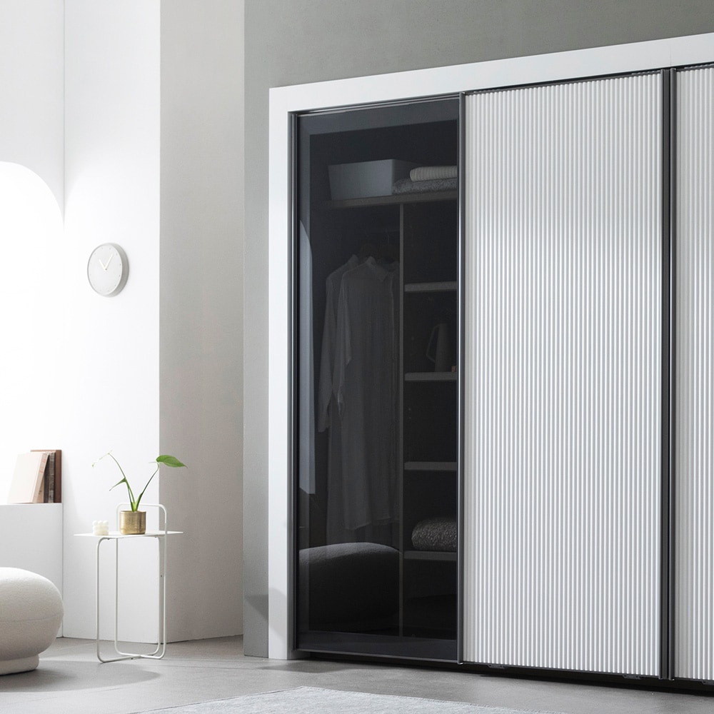 [신상품] 디포코 옴므 템바 유리 슬라이딩 도어 침실 붙박이장 맞춤시공 4size - 옴므 템바 유리 슬라이딩 침실 붙박이장 300cm_웨딩 화이트