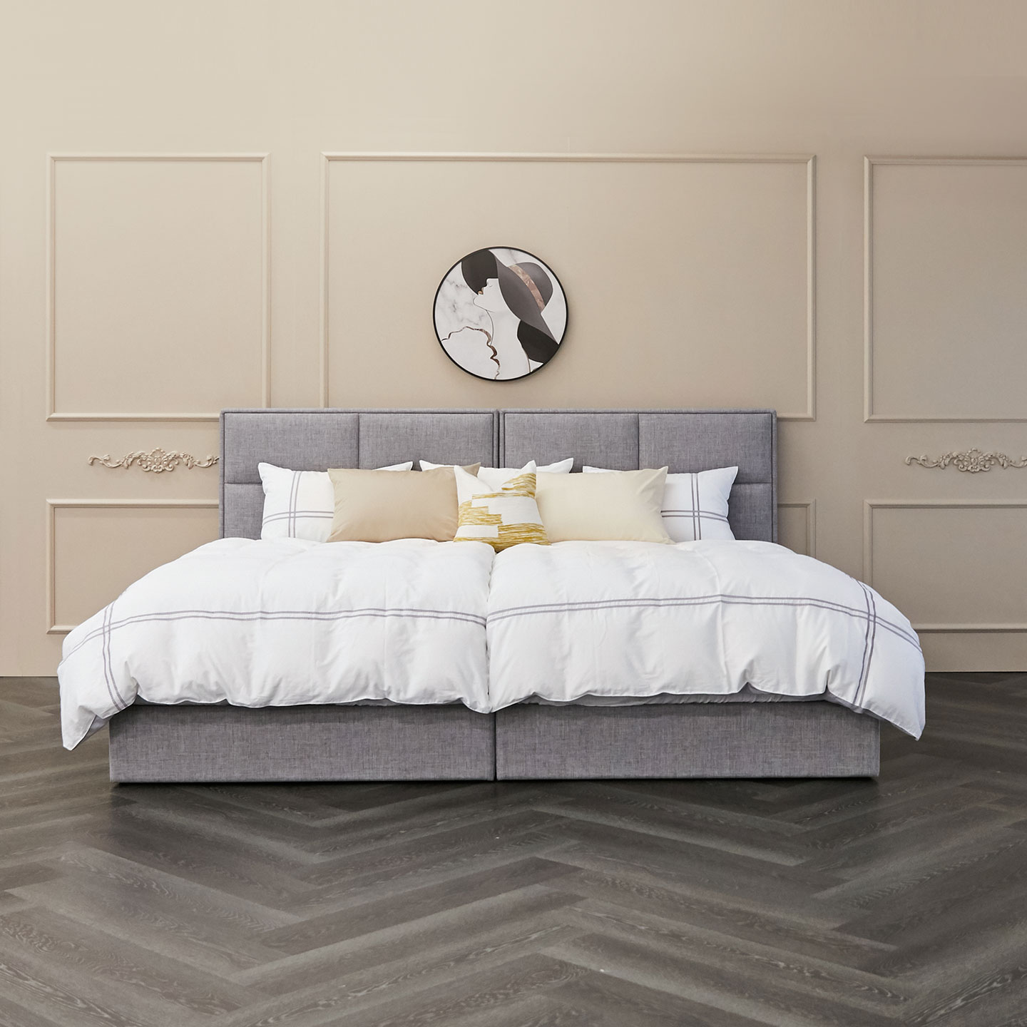 밀라노리빙 미켈란 패밀리 패브릭 가족침대 (S,SS)+(Q,K,SK,LK,GK,CK,EK) - 1800+1100x[세로2100]_[패브릭] 화이트