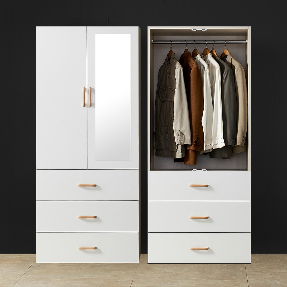 [신상품] 바로방가구 이온 800 거울 3단서랍장 2type 3colors - 화이트_옷장