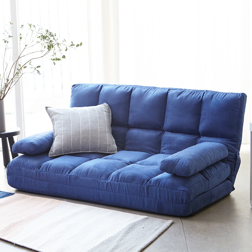 [신상품] 베스트리빙 M/L 좌식 접이식 소파베드 5colors (쿠션2개 증정) - L라지 (더블1300mm)_네이비