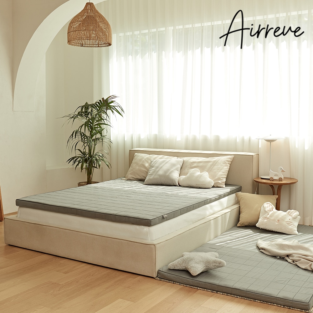 에어레브 허리가 편한 3단 접이식 매트리스 토퍼 세척 가능 3D 에어튜브 에어넷 에어웹 냉감 커버 - 에어레브 매트리스토퍼 SS+텐셀 오가닉겉커버