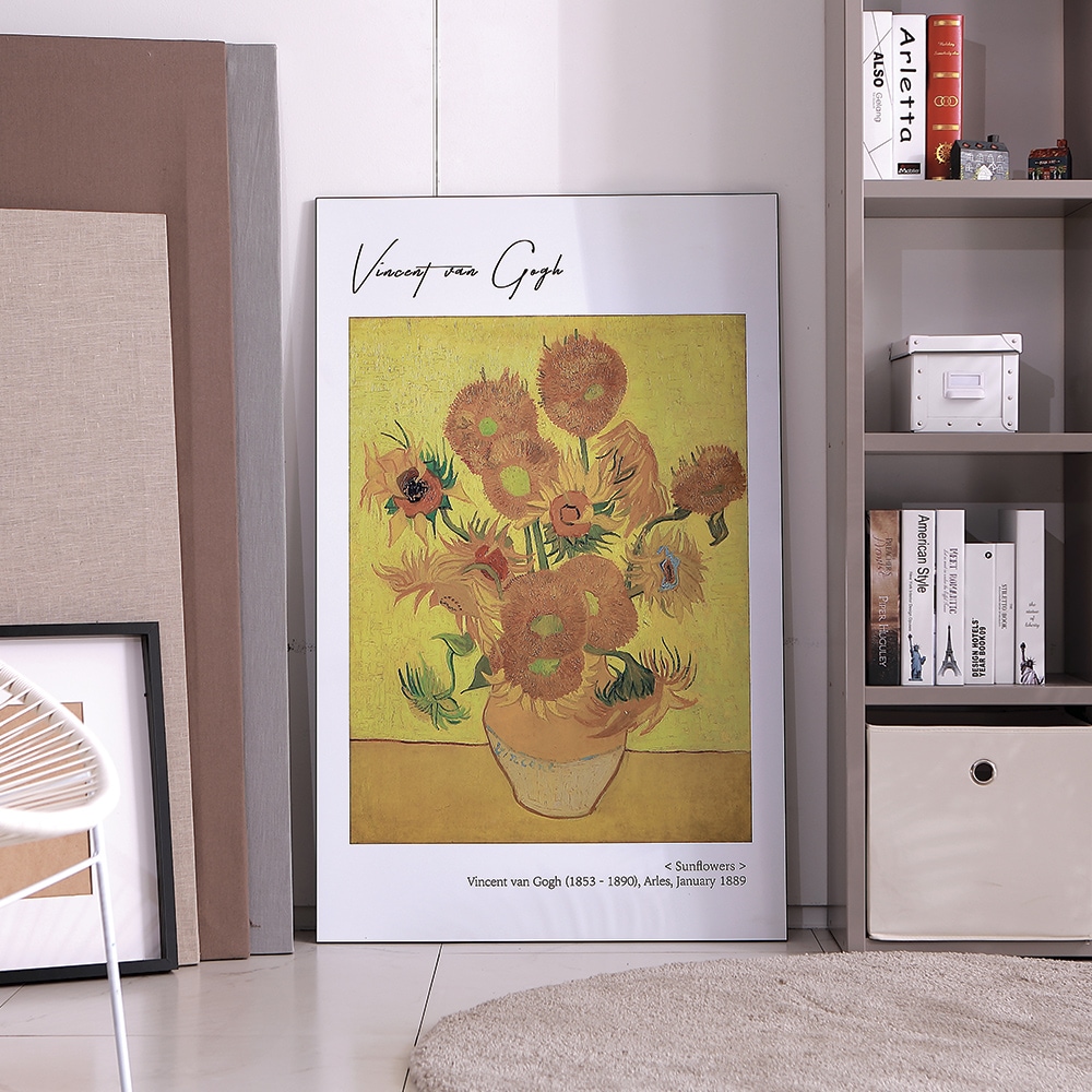 [오늘출발] [신상품] 오홀리브 접이식 대형 액자테이블 빈센트반고흐<해바라기> 2size - 1000_블랙_고흐-해바라기_5단높이조절다리
