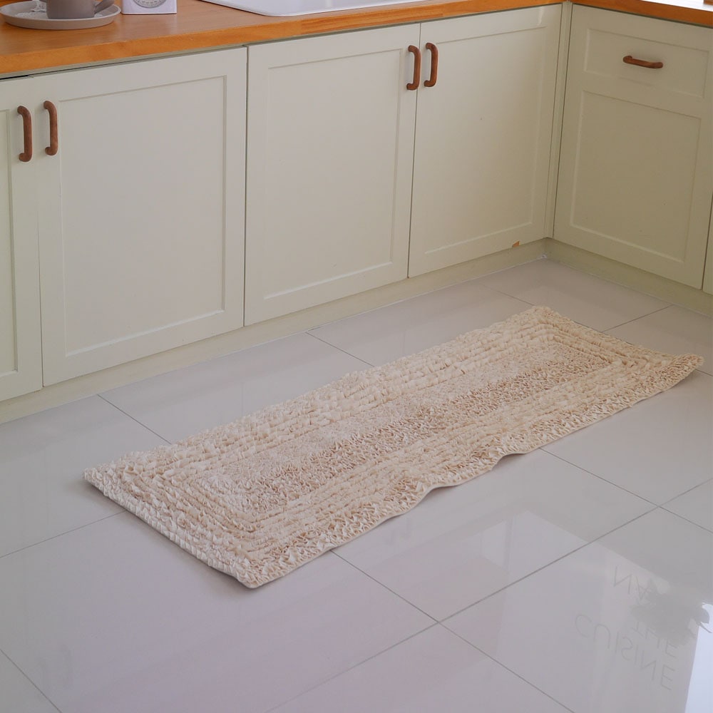 슬아하임 예쁜 광목 면 레이스 사각 주방 거실 침실 인테리어 발매트 카페트 러그 - 주방매트(45X150)