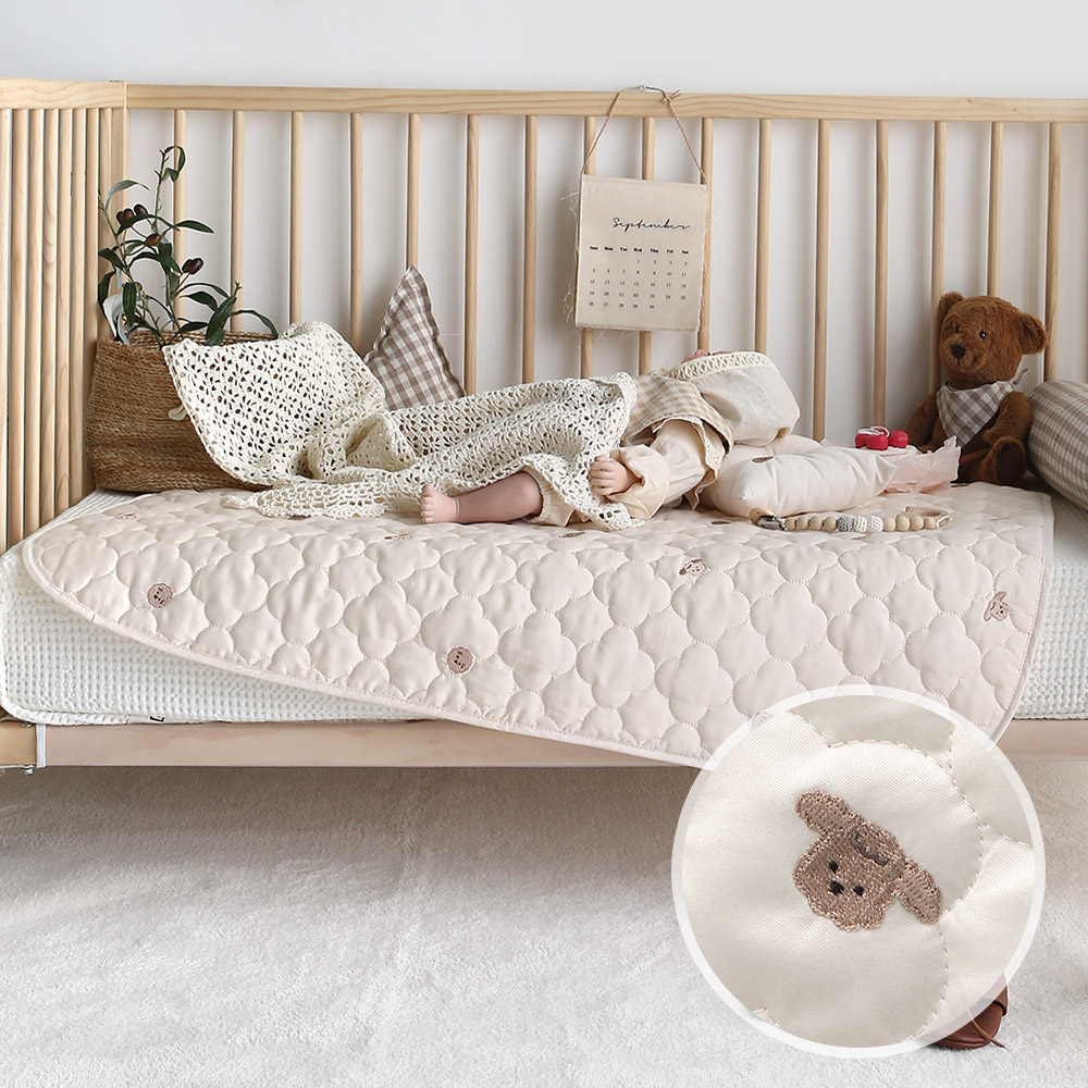 쁘리엘르 댕댕이 자수 순면 유아 방수패드 2size - 소형