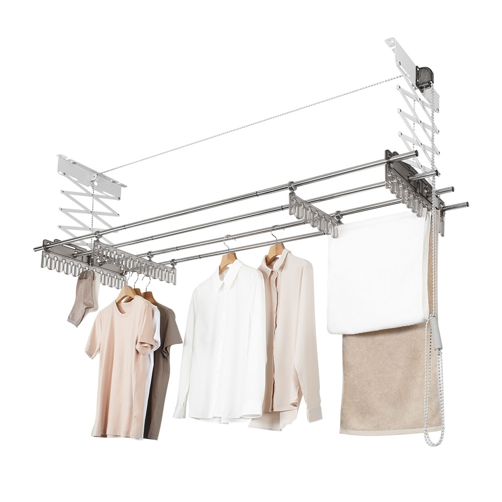 웰렉스 천장 빨래건조대 아파트 베란다 천정 스텐 반자동건조대 - CH4180+공용집게 1세트