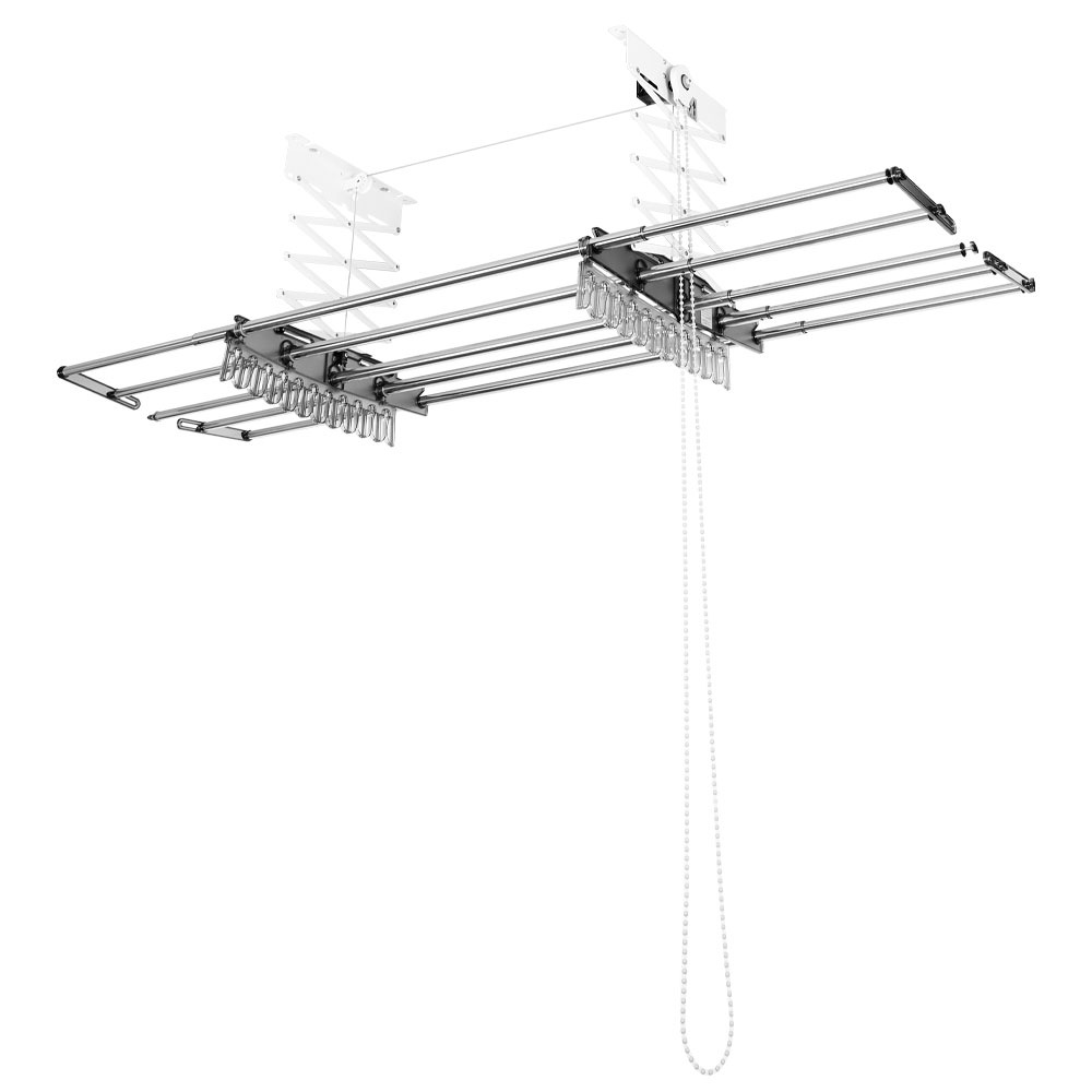 웰렉스 베란다 빨래 건조대 천장 천정 빨래건조대 스테인레스 반자동 - CH4190(4봉)+전용집게+공용집게 각각 1세트