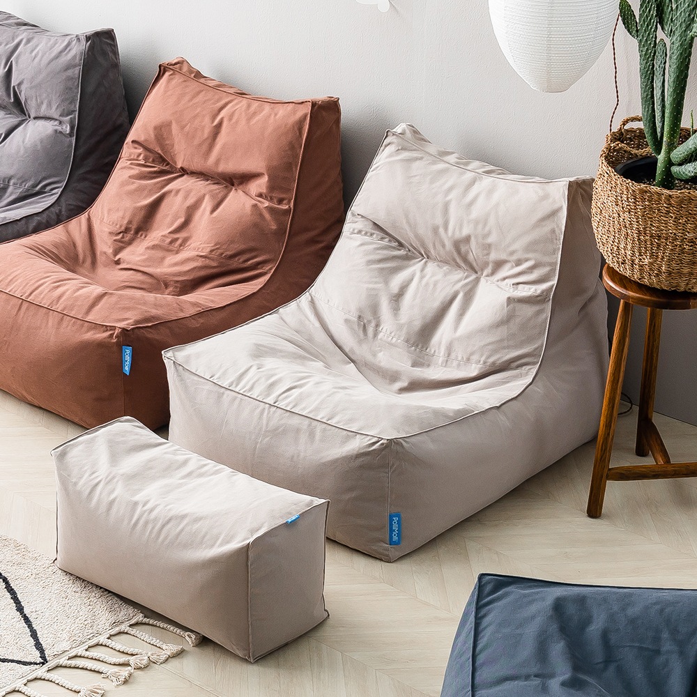 폴리몰리 607C 빈백 소파 코튼 / 3일 무료체험 - 소프트 그레이_기본속커버 풋스툴세트 