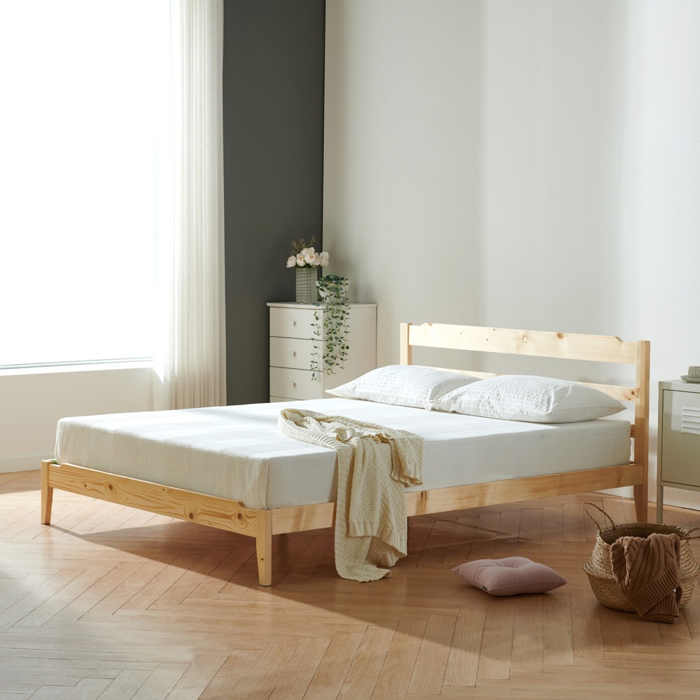 인테리어레시피 심플 플러스 원목 평상형 침대프레임 S/SS/Q - 싱글(S) - 매트리스