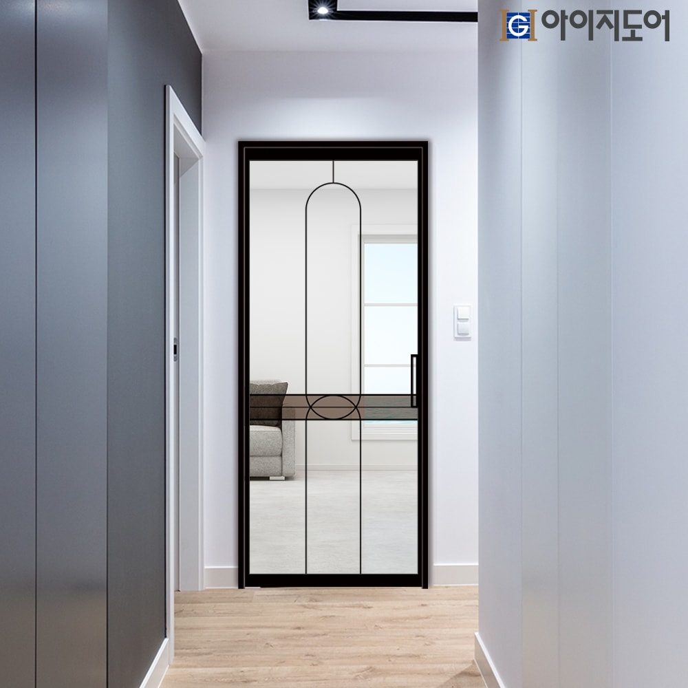 아이지도어 스윙도어 초슬림 중문 현관 아파트 싱글형 투명강화유리 오픈형 화이트 - 1.투명_강화유리_1.오픈형 