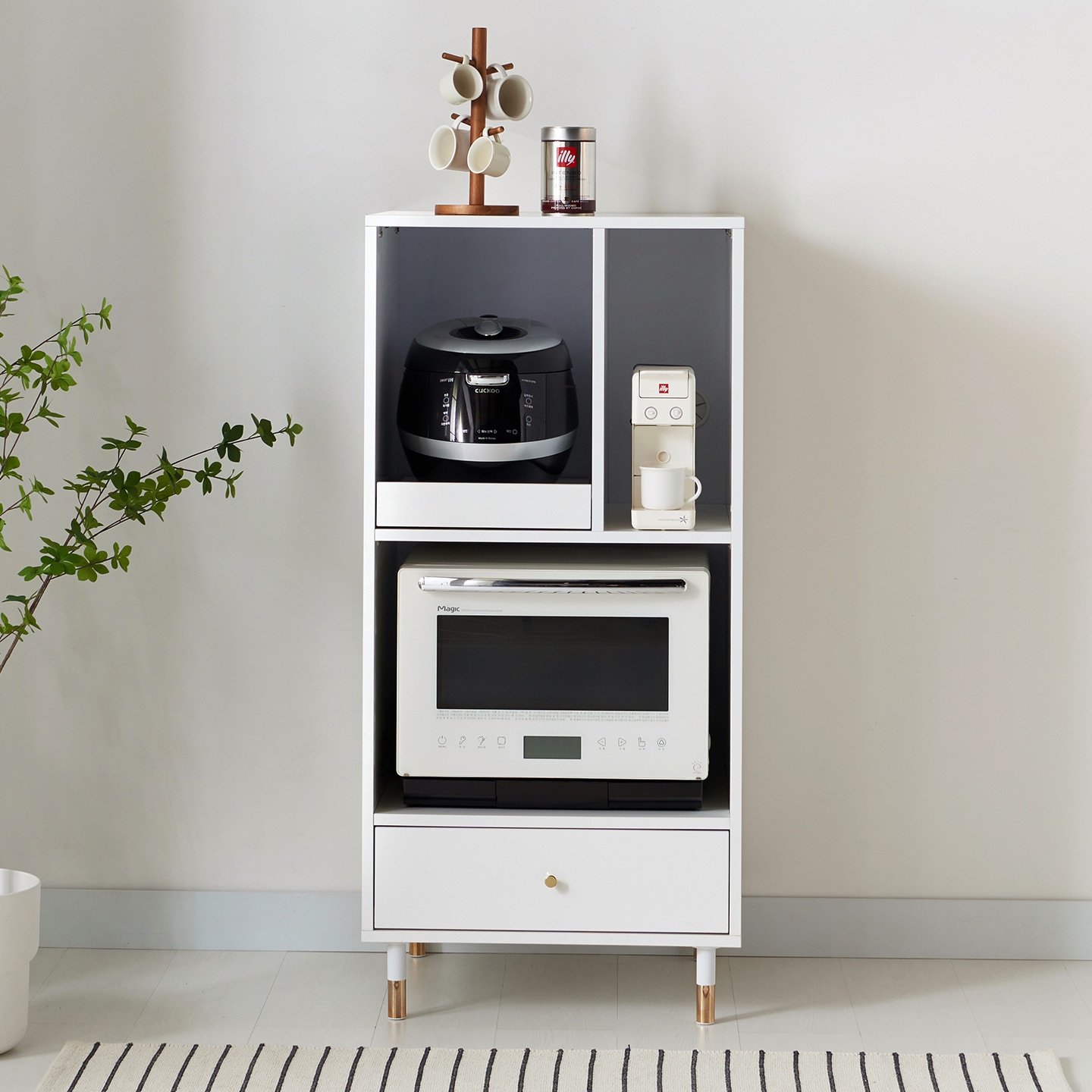 [신상품] 휴룸 엘사 600 광파오븐 전자렌지 수납장 렌지대 - 광파형_화이트