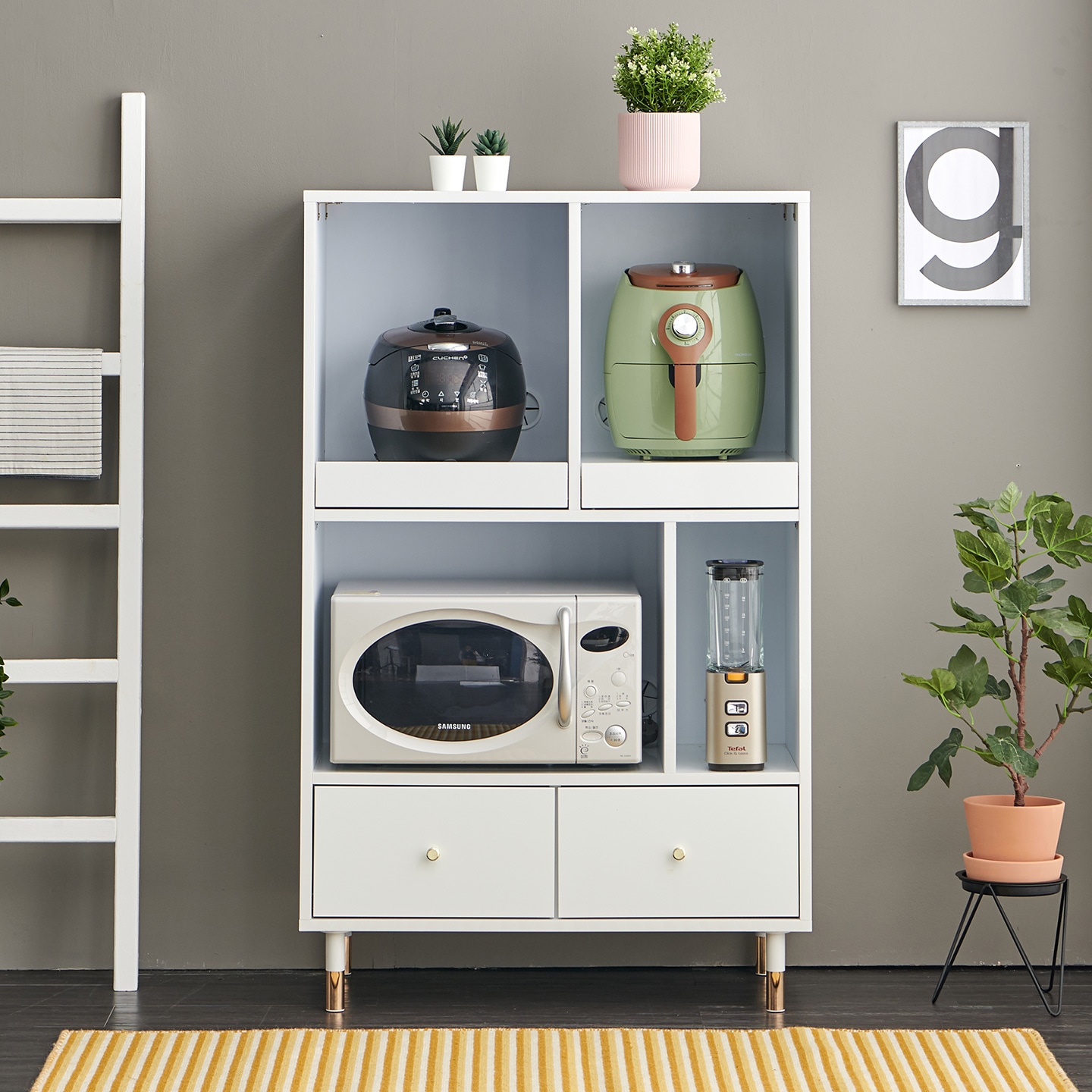 [신상품] 휴룸 엘사 800 에어프라이어 전자렌지 수납장 렌지대 - 800 기본형_화이트