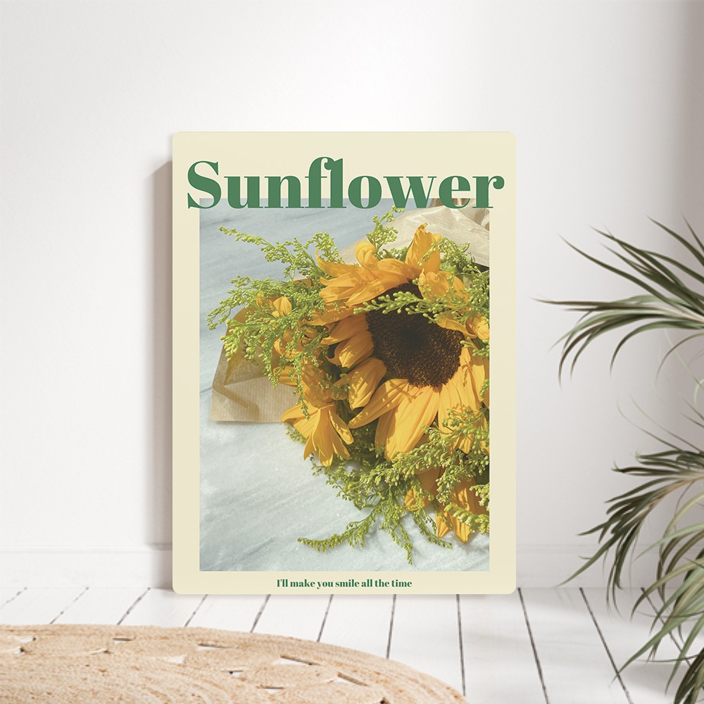 [오늘출발] [신상품] 오홀리브 접이식 액자테이블 썬플라워 3size - 소(60x40) 썬플라워_27cm기본다리