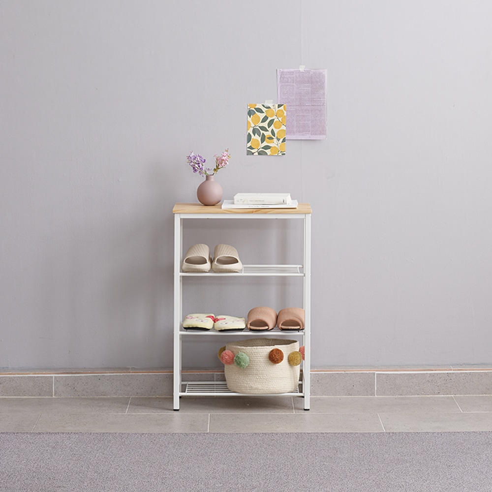 갤러리데코 칼릭스 다용도 원목 철제 4단 선반 신발정리대 3size - 500화이트 